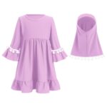 Infant Baby Girl Prayer Dress Kids Muslim Clothes for Toddler Girls Abaya with Hijab Ruffle Islamic Eid Ramadan Outfit - Image 4