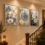 Livin'luxe Islamic Calligraphy Floral Wall Painting Set of 3 for Living Room Bedroom Hall Office Decor, White Blue Arabic Art, Premium Wooden Synthetic Frame (25.5 x 37.5) NXL03-158 - Image 5