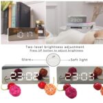 REACHER Digital LED Mirror Alarm Clock|Table Smart Alarm Back Light Clock for Students, Office, Home & Bedroom with Sensor Date & Temperature for Heavy Sleeper 12/24Hr Time, USB/Battery Powered - Image 5