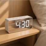 REACHER Digital LED Mirror Alarm Clock|Table Smart Alarm Back Light Clock for Students, Office, Home & Bedroom with Sensor Date & Temperature for Heavy Sleeper 12/24Hr Time, USB/Battery Powered - Image 10