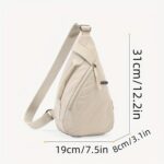 Chest Bag for Men, Shoulder Sling Bag, Shoulder Bag Men, with Main Compartment and Hidden Pocket Lightweight Washed Nylon Crossbody Bag for Daily Commute Hiking Work 32cm x 19cm x 8cm Beige - Image 5