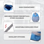 NIVIA Basic Polyester Duffle Bag for Men & Women, Side Mesh Pocket, Workout & Training Bag, Suitable for Gym, Fitness, Sports & Travel with Adjustable Shoulder Strap (Sky/Grey), Capacity-11L - Image 5