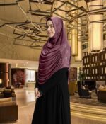 Mehar Hijab's Women's Elegant Pleated Instant Hijab with Glittering Stone Embellishments | Modest & Stylish Aasimah Hijab - Image 8