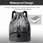 X9X Drawstring Backpack with Shoe Compartment, 30L Sports Gym Bag, Water Resistant Travel Daypack for Workout, Beach, Hiking, Camping, Gym, Swimming and Daily Use, Grey - Image 3