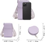 MOCA Womens Small Crossbody Bag for Mobile Cell Phone Holder Pocket Purse Wallet with Sling Adjustable Strap Shoulder Belt with Card Slots and Mini Coin Purse (Lilac) - Image 3
