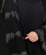 Women Premium Firdous Fabric Abaya Burqa with Silver Stone Work Sleeves | Long Sleeves | Flowy Fit | Without Dupatta - Image 5