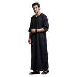 mashroo Black Sahal Moroccan Thobe Jubba for Men (3XL) - Image 4