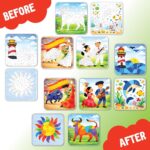 SparkLPlay Sticker By Number | DIY Craft Kit for Kids | Art Activity Set with 6 Fridge Magnet Cutouts, 6 Sticker Sheets | Mess Free | Gift for Kids | Spanish Mosaic - Image 8