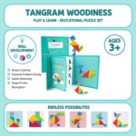 WUDLY® Magnetic Tangram Puzzle Book for Kids | Educational Brain Teaser Travel Toy | Montessori Learning Game with Pattern Cards | Wooden Geometric Shape Puzzle Game for Kids - Image 5