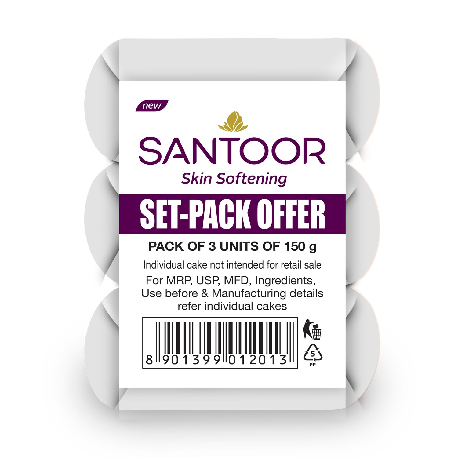 Santoor Skin Softening Sandal & Almond Milk Bathing Soap with Nourishing & Anti-Aging Properties| For Smooth & Soft and Younger-Looking Skin| For All Skin Types|150G X3 - Image 5