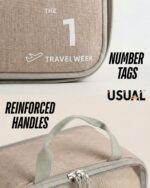 USUAL Set of 6 Compression Packing Cubes for Travel | Clothes Organizer Pouches | Luggage & Suitcase Storage Bags | Space Saving Packing Cube Set with Shoe Bag & Toiletry Pouch | Beige - Image 7