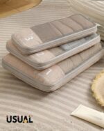 USUAL Set of 6 Compression Packing Cubes for Travel | Clothes Organizer Pouches | Luggage & Suitcase Storage Bags | Space Saving Packing Cube Set with Shoe Bag & Toiletry Pouch | Beige - Image 9