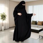 Musheco One Piece Jilbab Abaya for Women & Girls | Very Loose Fit Overhead Khimar with Adjustable Nosepiece | Free Size Black Islamic Prayer Dress | Modest Muslim Clothing-Black - Image 4