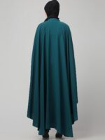 Bottle Green Embroidered Irani Kaftan Abaya with Floral Design, Free Size, Women's Islamic Modest Wear - Image 6