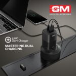 GM G+ 65W Mobile Fast Charging Adapter | GaN Technology | 2 USB Port - Type C & A | Compatible with iPhone 16, 15, 14, Samsung, Type C Laptops, MacBook, Dell, HP, ASUS | BIS Certified PD Charger - Image 3
