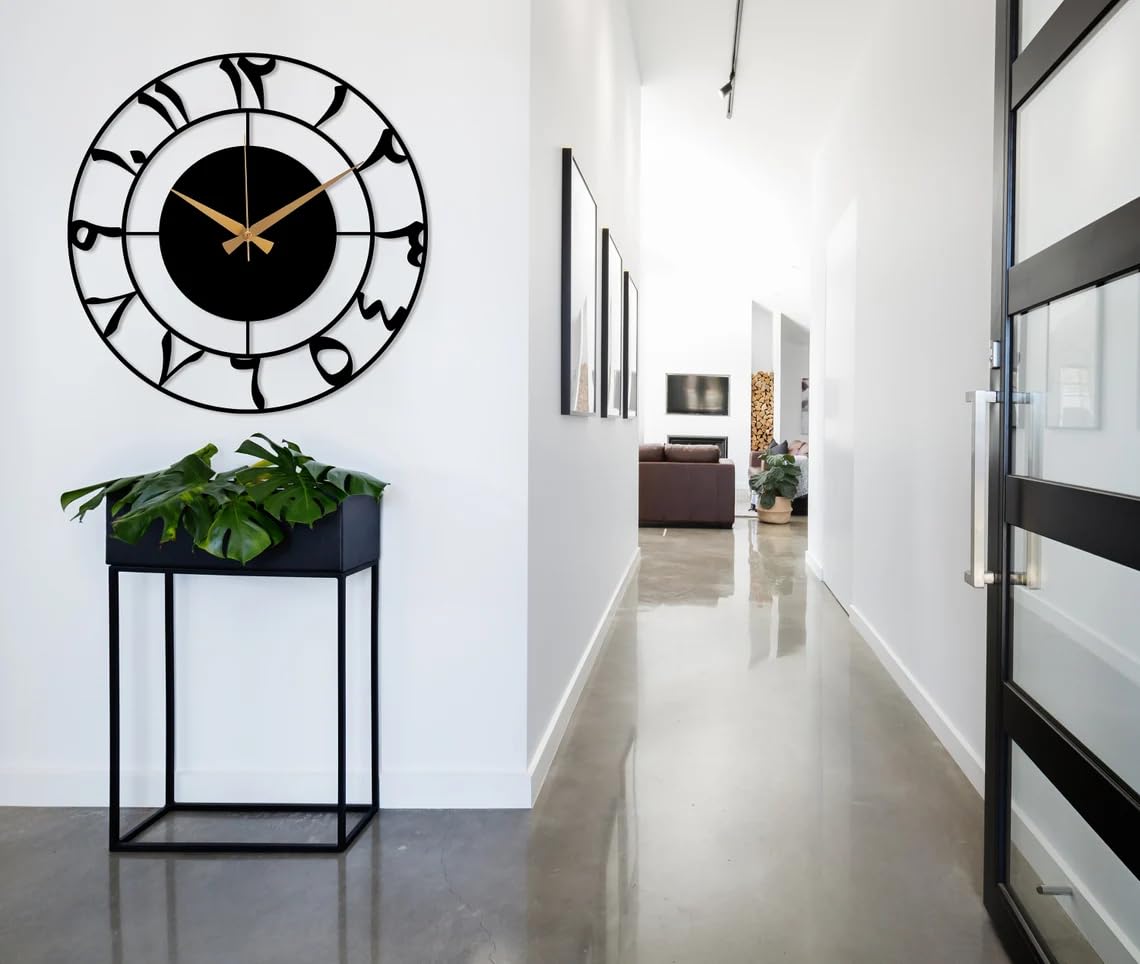 Metal Arabic Number Analog Wall Clock for Home Decor | Modern Islamic Wall Art Decor | Silent Big Size Islamic Wall Clock for Home Decor, Muslim Gifts. (Style-22, Size-40 CM), Black - Image 3