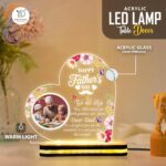 Personalized Father Quote Acrylic LED Lamp | Islamic Night Light with Custom Photo | Arabic Dua Design | Warm White USB Table Lamp | Muslim Dad Keepsake Gift (5.5x5.5 Inch) - Image 3