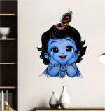 Krishna Baby Wall Sticker – Cute Lord Krishna Art Vinyl Decal – 55cm x 43cm – Removable, Waterproof, Child-Friendly Home Décor for Nursery, Bedroom, Living Room, Temple - Image 4