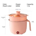Electric Mini Cooking Pot, 1.5L, Non-Stick Interior Multipurpose Electric Kettle with Ceramic Coating 1.2L|Boil, Steam, Fry, Saute|Multi Cooker kettle for Water,Milk,Egg, Tea,Soup,Coffee - Image 4
