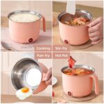 Electric Mini Cooking Pot, 1.5L, Non-Stick Interior Multipurpose Electric Kettle with Ceramic Coating 1.2L|Boil, Steam, Fry, Saute|Multi Cooker kettle for Water,Milk,Egg, Tea,Soup,Coffee - Image 5