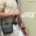 Tommy Hilfiger Unisex Crossbody Bag Solva – Olive & Black | Compact Utility Sling with Eva Laminated Bold Twill | 3D RWB Branding & Metal Hardware | Stylish Bag - Image 3