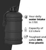 Overa Gym Water Gallon Container with Key-Chain | Gym Bottles for Men | Gym Bottle | Beast Gym Gallon | Gallon Bottle for Gym | 2.2 L Gallon - Image 3