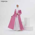 Pink Abaya for Women 3 Piece Set with Hijab | Front Open Burqa Dress with Inner & Shrug Belt | Modest Islamic Clothing | Full Length Dubai Style Kaftan | Daily Wear & Office Wear Gown - Image 5