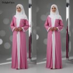 Pink Abaya for Women 3 Piece Set with Hijab | Front Open Burqa Dress with Inner & Shrug Belt | Modest Islamic Clothing | Full Length Dubai Style Kaftan | Daily Wear & Office Wear Gown - Image 6