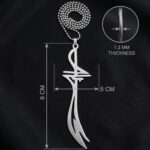 ISLAMICHOMEDECORIN Stainless Steel Ali Car Hanging | 10 x 5 cm | Islamic Car Hanging | Car Dashboard Accessories | Pack of 1 - Image 3