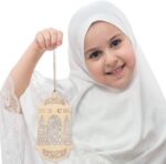 Cliths 12 Pcs Wood Eid Al Adha Decorations Moon Star Lantern Hanging Mubarak Ornaments for Ramadan Kareem Muslim Festive Home Wall Table DIY Kit 16–20CM - Image 5
