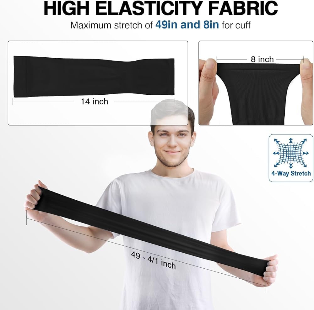 RRC UV Sun Protection Arm Sleeves for Men & Women, UPF 50 Arm Cover for Outdoor Sports. Biking,Cricket,Cycling, Golf Winter Special Black Color - 1 Pair - Image 8