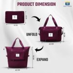 Waterproof Foldable Travel Bag for Women | 41 Liters Capacity | Shoulder Bags | Hand Bag for Ladies Personal Items Expandable Travel Bag, Carry Weekender Luggage for Travelling (Wine) - Image 4