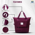 Waterproof Foldable Travel Bag for Women | 41 Liters Capacity | Shoulder Bags | Hand Bag for Ladies Personal Items Expandable Travel Bag, Carry Weekender Luggage for Travelling (Wine) - Image 5