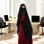Bashariya Black 3-Layer Long Prayer Khimar Hijab with Mouthpiece | Georgette Triangular Ready-to-Wear Short Jilbab for Women | Tie-Back Islamic Modest Wear (CHJ-003) - Image 7
