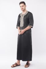 MALIK's KURTA KING Moroccan Thobe for Men Taiwan Polyester Fabric Islamic Jubba Multi Colour (IN, Alpha, 2XL, Black) - Image 3