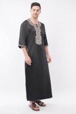 MALIK's KURTA KING Moroccan Thobe for Men Taiwan Polyester Fabric Islamic Jubba Multi Colour (IN, Alpha, 2XL, Black) - Image 5