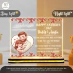Personalized Islamic Father’s Day LED Lamp | Acrylic Night Light with Father Daughter Design | Dua Quote & Custom Name | Warm White USB Table Lamp | Muslim Dad Gift (8x6 Inch) - Image 5