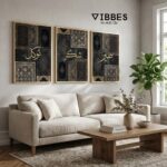 VIBBES Sabr Shukr Tawakkul Islamic Arabic Calligraphy Framed Wall Art, Set of 3, Black and Gold (Large - 20x14 Inches, Black) - Image 4