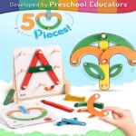 Intelliskills Premium 50 Pcs Wooden Letter & Object Maker Puzzle With Model Cards,ABCD Alphabet Puzzle for Kids,Learning & Educational Stacking Toy,Fun & Activity Toys for 2+ Years Kids,Birthaday Gift - Image 3