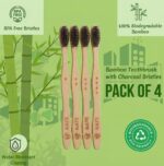 KATS Organic Bamboo Toothbrush for Adults (Pack of 4), Charcoal Activated Soft Bristles, Identification Marks, Biodegradable, Anti-Bacterial, Eco-friendly, Natural, Manual - Image 3