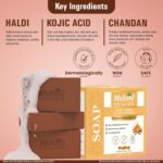 Multani Natural Kojic Acid 1% and Haldi Chandan Soap - 125 gm (Pack Of 3) | Helps In Skin Brightening | For Pigmentatio & Sun Damage | Paraben Free | Clinically Tested | For All Skin Types | Soap Bar For Men & Women - Image 4