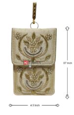 MILAN'S CREATION Exclusive Mobile Pouch Zardozi Hand Embroidery With Waist Clip Hook & Sling Chain (removable) | Ladies Women’s Handbag Wallet Sling Purse | Party Wedding Festival Giveaways Gift | - Image 6