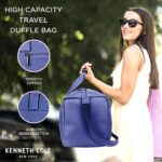 Kenneth Cole Faux Leather Duffle Bag for Travel|Compact and Comfortable for Travelling|Suitable for Men's and Women's|Cabin Luggage Bag, 52 x 24 x 28 Centimeters, Blue - Image 6