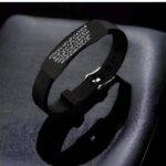 M Men Style Adjustable Quran Calligraphy Ayatul Kursi Amulet Silicone Wristband Black Bracelet for Men and Women Br02 - Image 4