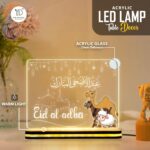 Eid al Adha Acrylic LED Night Lamp | Islamic Mubarak Decorative Light with Arabic Calligraphy | Muslim Home Decor Accent | Prayer Room Bedroom Table Display | Bakrid Festival Gift (8x6 Inch) - Image 3