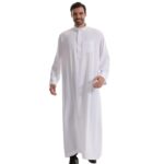Men's Muslim Clothes Durable Kaftan Robe Dubai Long Gown Ethnic Clothes,1pc Soft Robe - Image 3