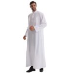 Men's Muslim Clothes Durable Kaftan Robe Dubai Long Gown Ethnic Clothes,1pc Soft Robe - Image 4