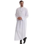 Men's Muslim Clothes Durable Kaftan Robe Dubai Long Gown Ethnic Clothes,1pc Soft Robe - Image 5