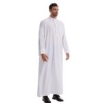 Men's Muslim Clothes Durable Kaftan Robe Dubai Long Gown Ethnic Clothes,1pc Soft Robe - Image 6