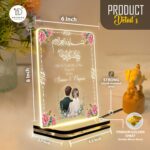 Customized Islamic LED Table Lamp for Muslim Couple | Anniversary, Nikah & Wedding Light, Engagement Wife, Husband Gift's | Qur’an 78:8 | Muslim Home Décor Gift | (6x8 Inch) - Image 3